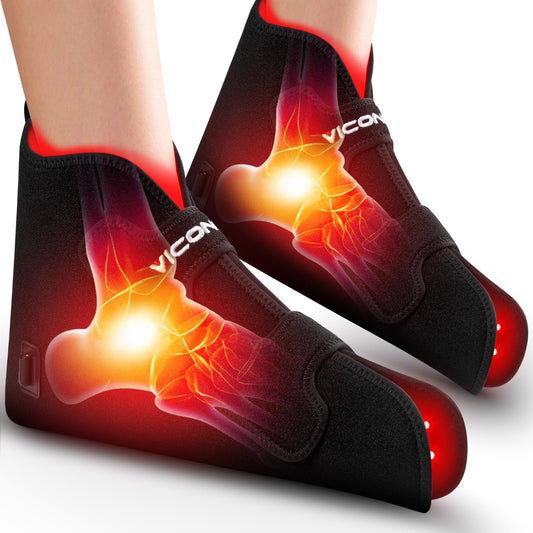 Viconor red light therapy feet wraps close-up showing soothing warmth.