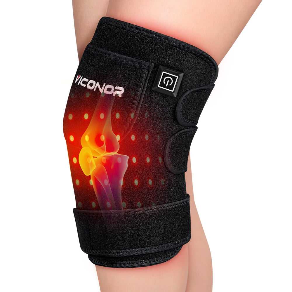 Viconor red light knee pad front view for targeted warmth and comfort