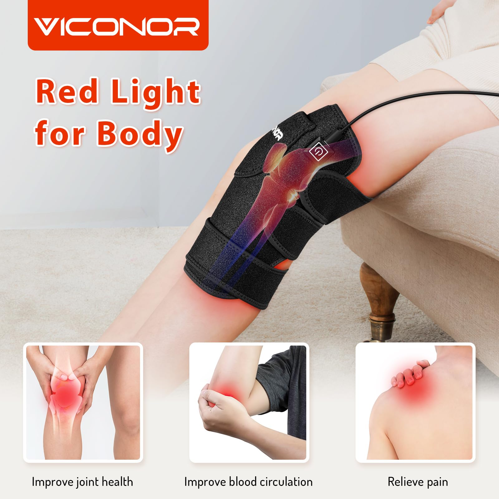 Viconor knee pad side view with adjustable strap for secure fit during use