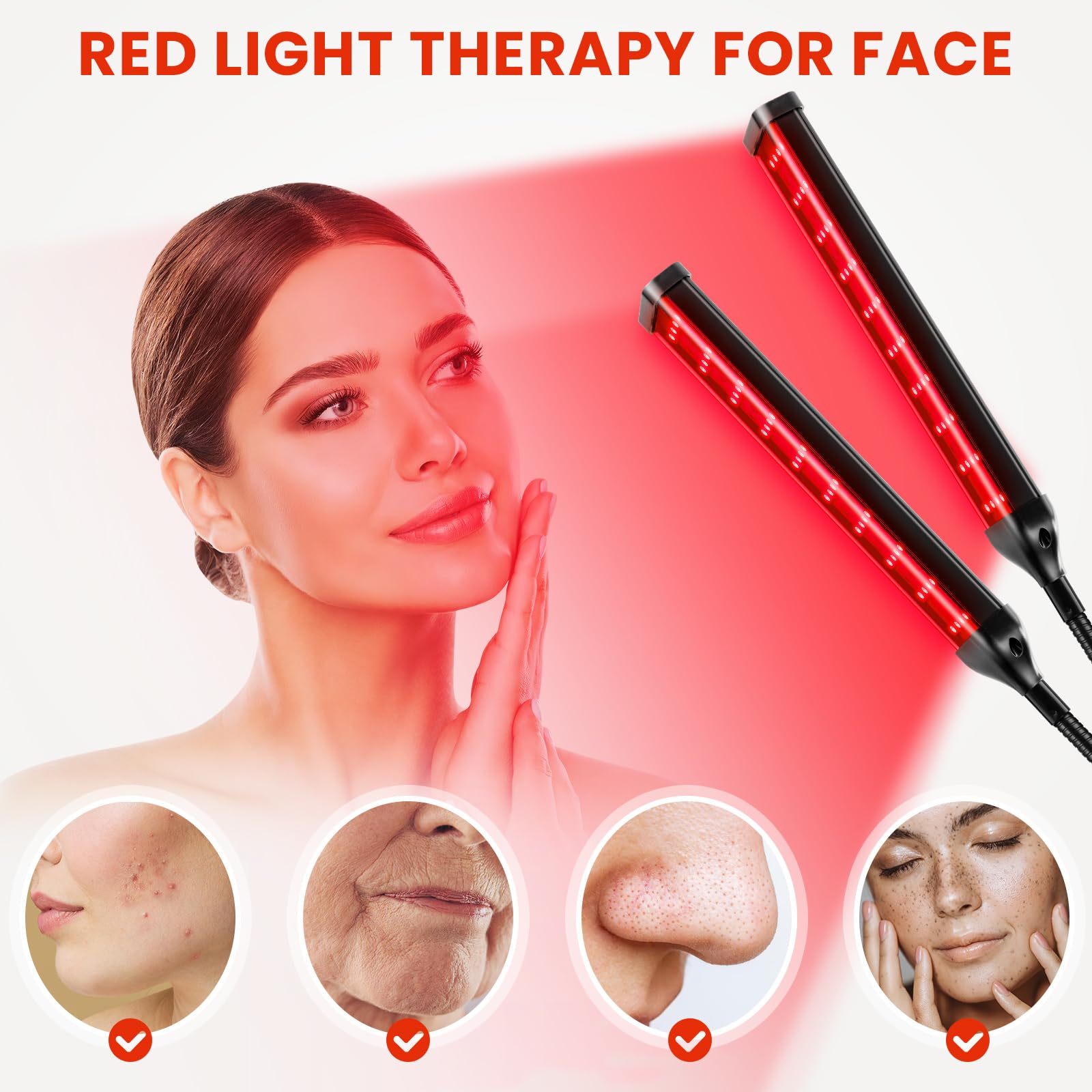 Viconor red light therapy lamp adjustable stand enabling precise height positioning.