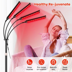 Viconor red light therapy lamp four-head design visible for versatile sessions.