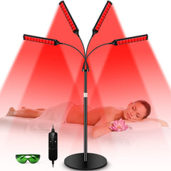 Viconor red light therapy lamp front view with four adjustable heads for full-body coverage.