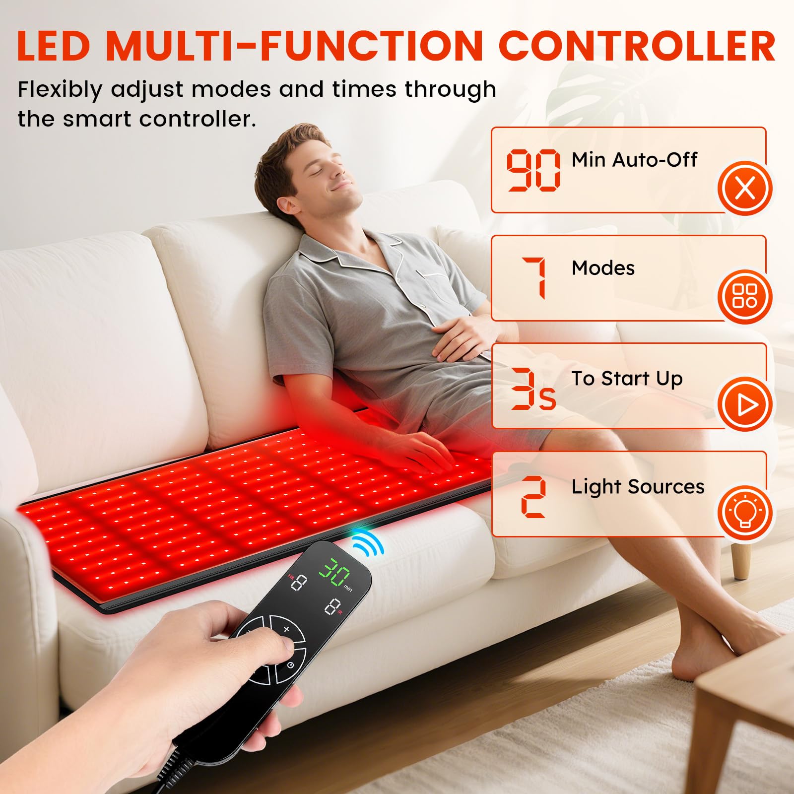 Viconor red light therapy mat controller timer enables personalized session lengths
