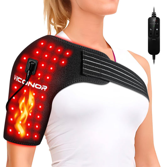 Viconor shoulder wrap with red light therapy for targeted shoulder relief.