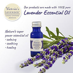 Victoria's Lavender aromatherapy room spray creates a serene bedroom ambiance.