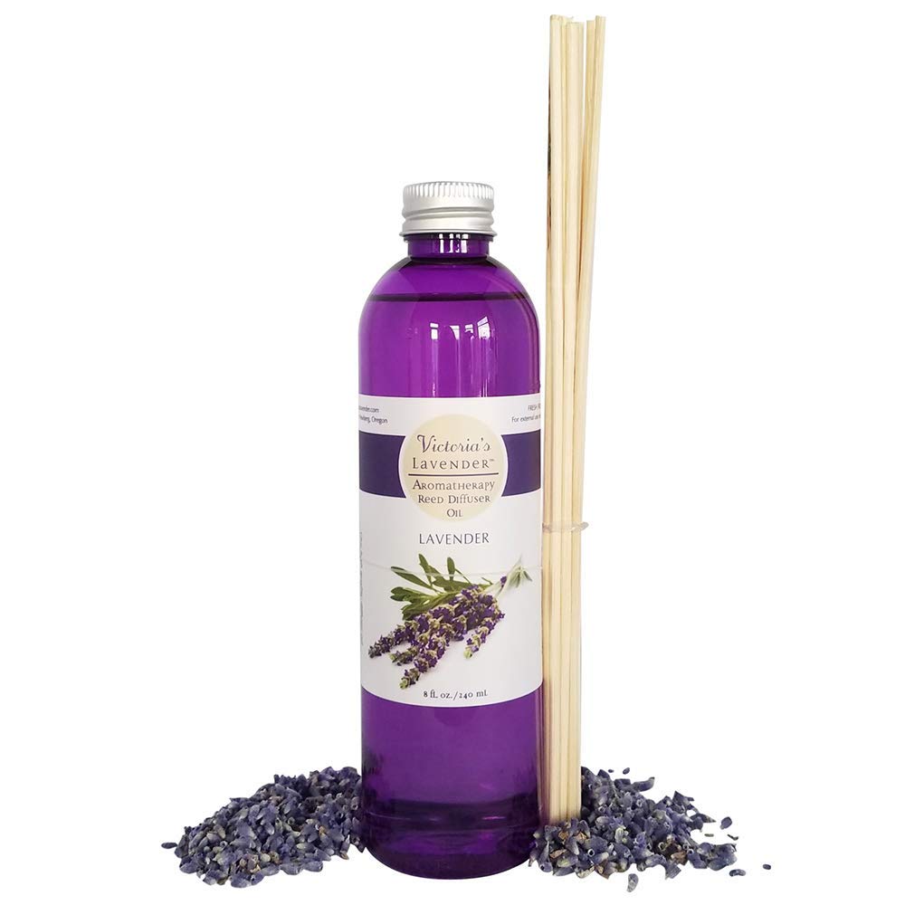 Victoria's Lavender lavender oil refill 8 oz bottle ready for diffuser aromatherapy.