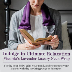 Victoria's Lavender neck wrap flaxseed fill provides steady heat for unwinding evenings