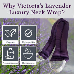 Victoria's Lavender neck wrap ready for microwave use for quick comfort