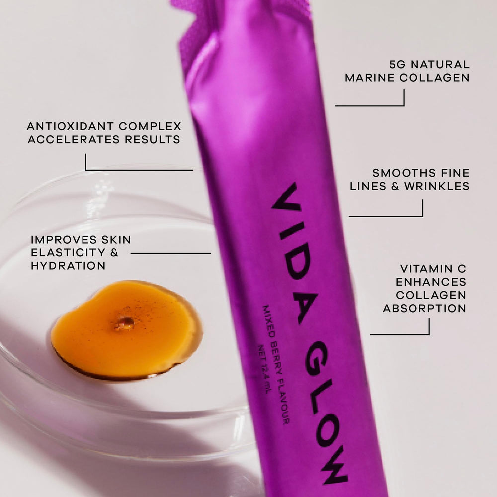 Vida Glow Collagen Liquid Advance berry-glass ready-to-drink beauty support