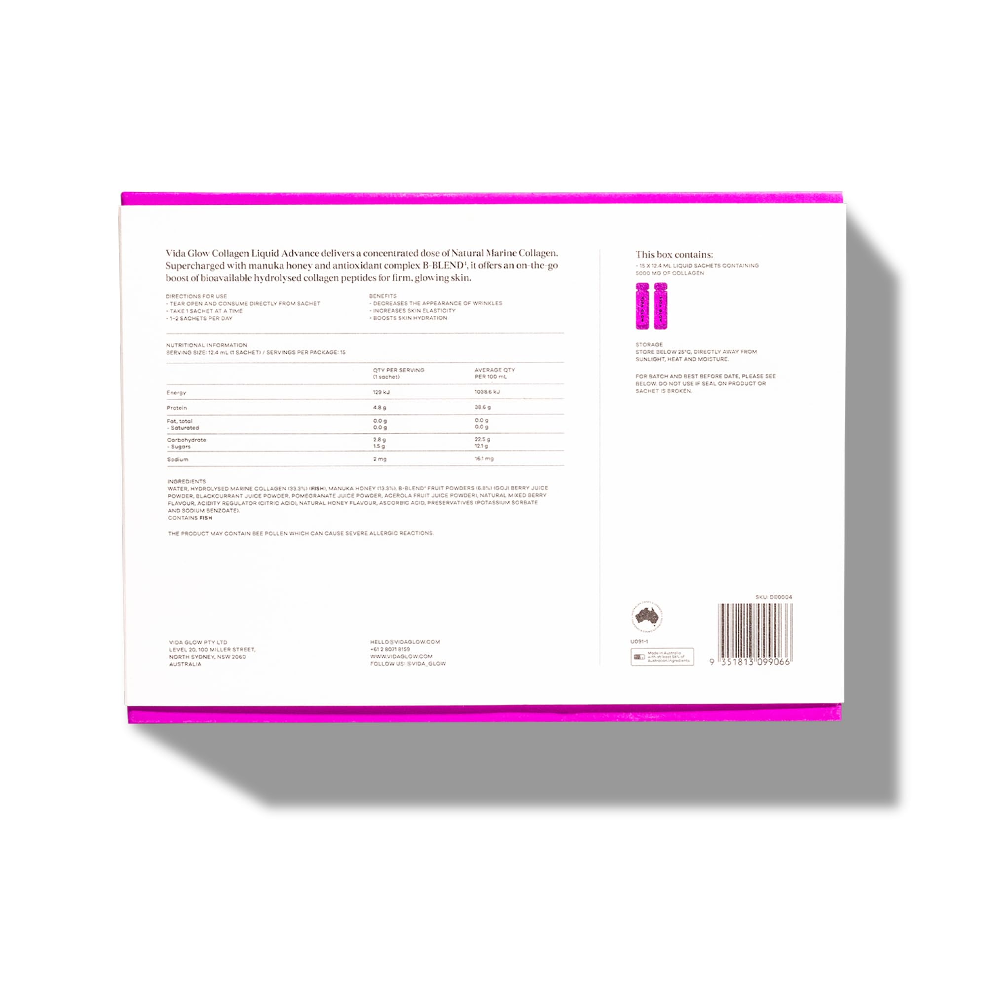 Vida Glow Collagen Liquid Advance pour demonstrates quick absorption for routine