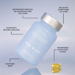Vida Glow dual capsule technology close-up highlights enhanced absorption.