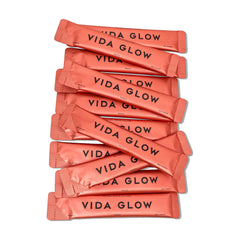 Vida Glow Marine Collagen Powder label closeup reveals ingredients and peptide source.