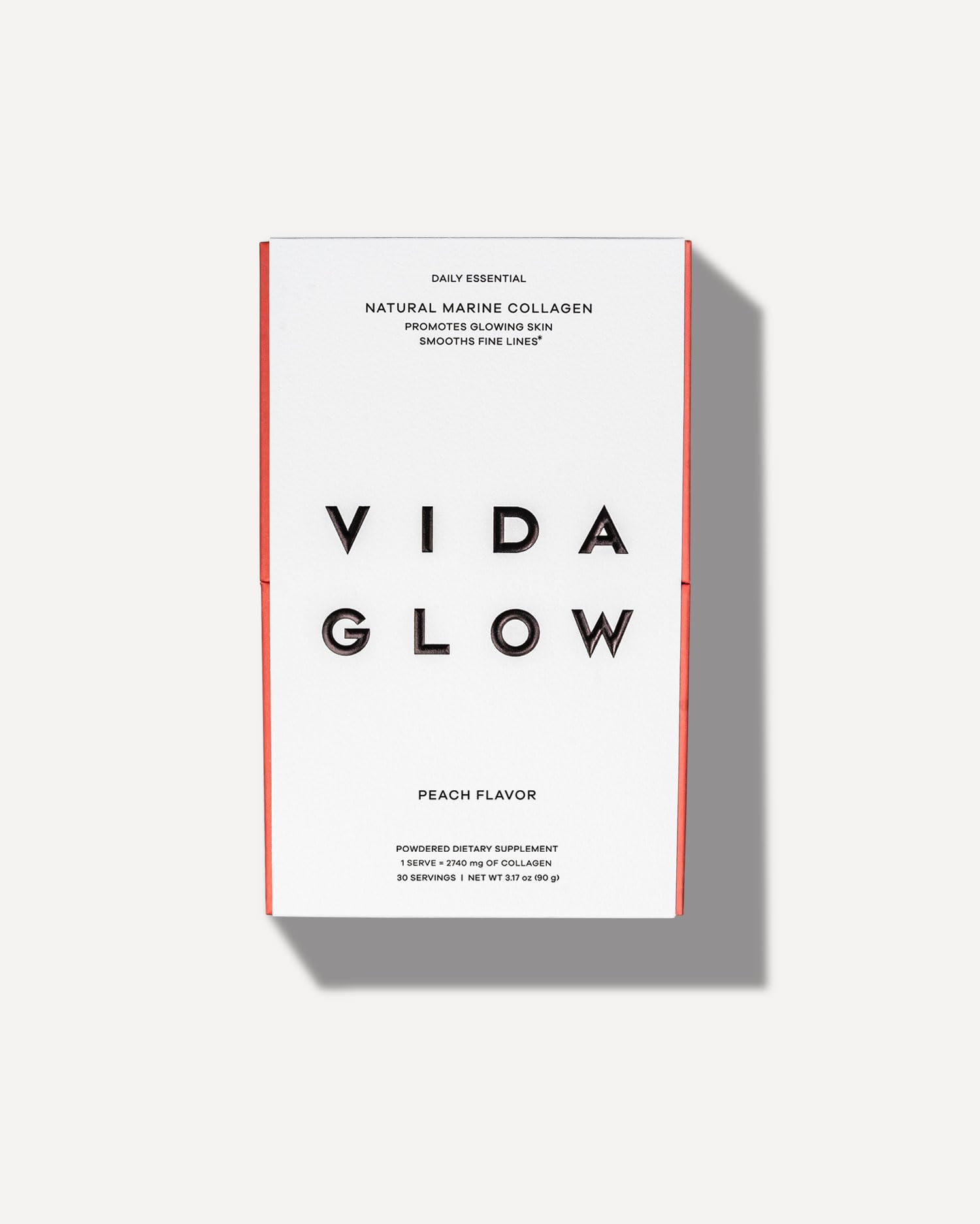 Vida Glow Marine Collagen Powder tub highlighting sustainable sourcing for easy daily collagen intake.