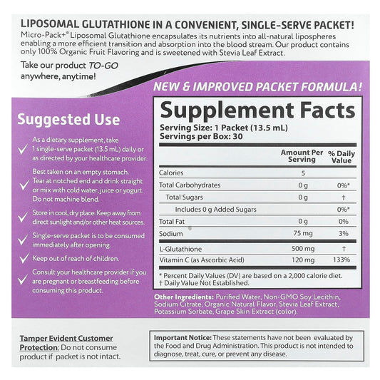 Vida Lifescience Aurora glutathione packets side view highlighting travel-friendly format.