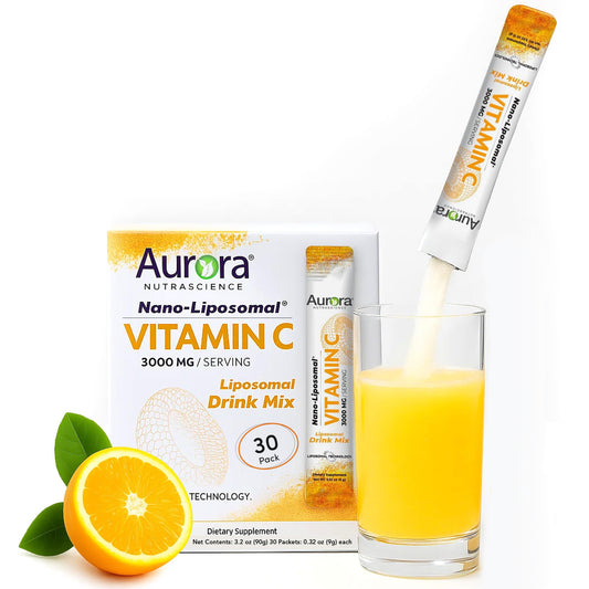 Vida Lifescience Aurora packaging for liposomal vitamin C emphasizes premium immune support