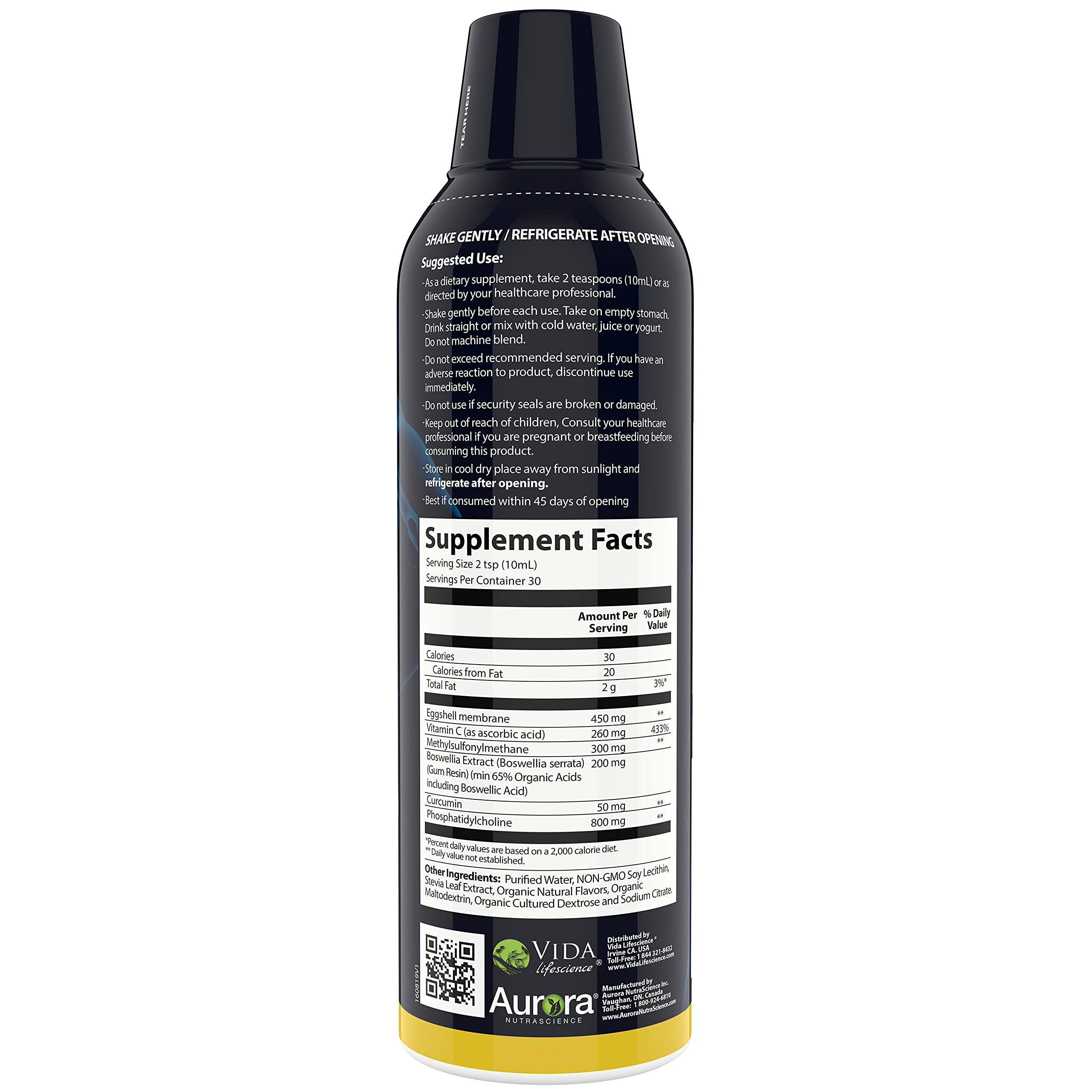 Aurora eggshell membrane BiovaFlex ingredient highlighted.