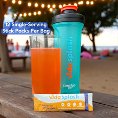Vida Splash bottle with glass, ideal for winding down after a night out.