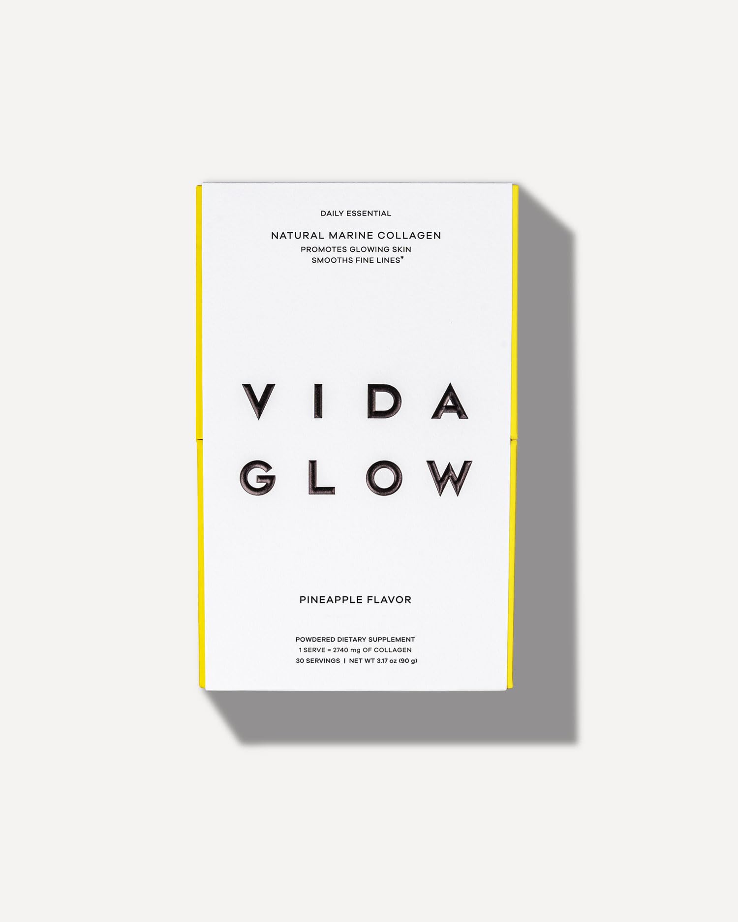 Vida Glow marine collagen pineapple sachets ready for daily routine to support skin and nails.
