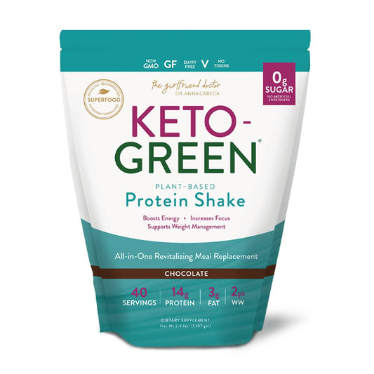 Vidapura Keto-Green Protein Shake tub with chocolate flavor for daily vegan nutrition.