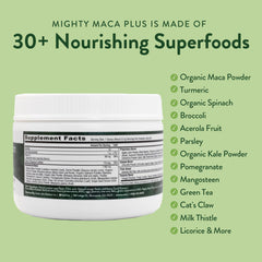 Person blends Mighty Maca Mango during morning routine for energy.