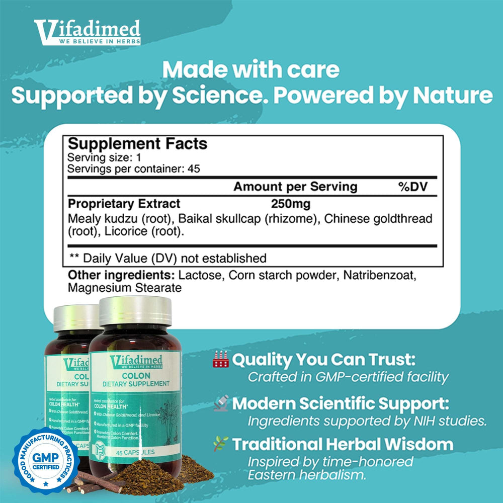 Hand holding a VIFADIMED Colon capsule for after meals use