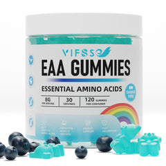 VIFSSG EAA Gummies blue raspberry bottle with all nine EAAs for everyday energy