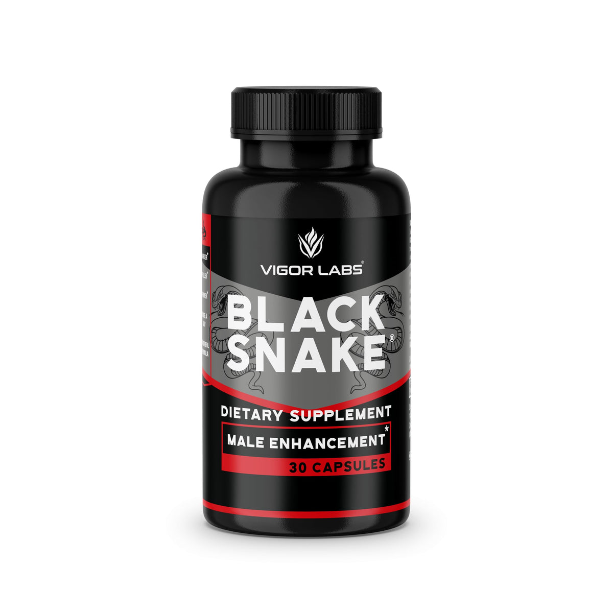 Vigor Labs Black Snake bottle front view signals natural vitality support for daily needs.