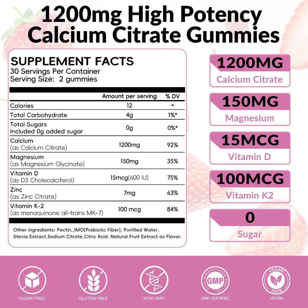 Vigorintha label shows chelated calcium citrate with magnesium, D3 and K2 for balance