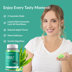Vigorintha Omega-3 gummies with vitamin blend hints at immune support benefits.