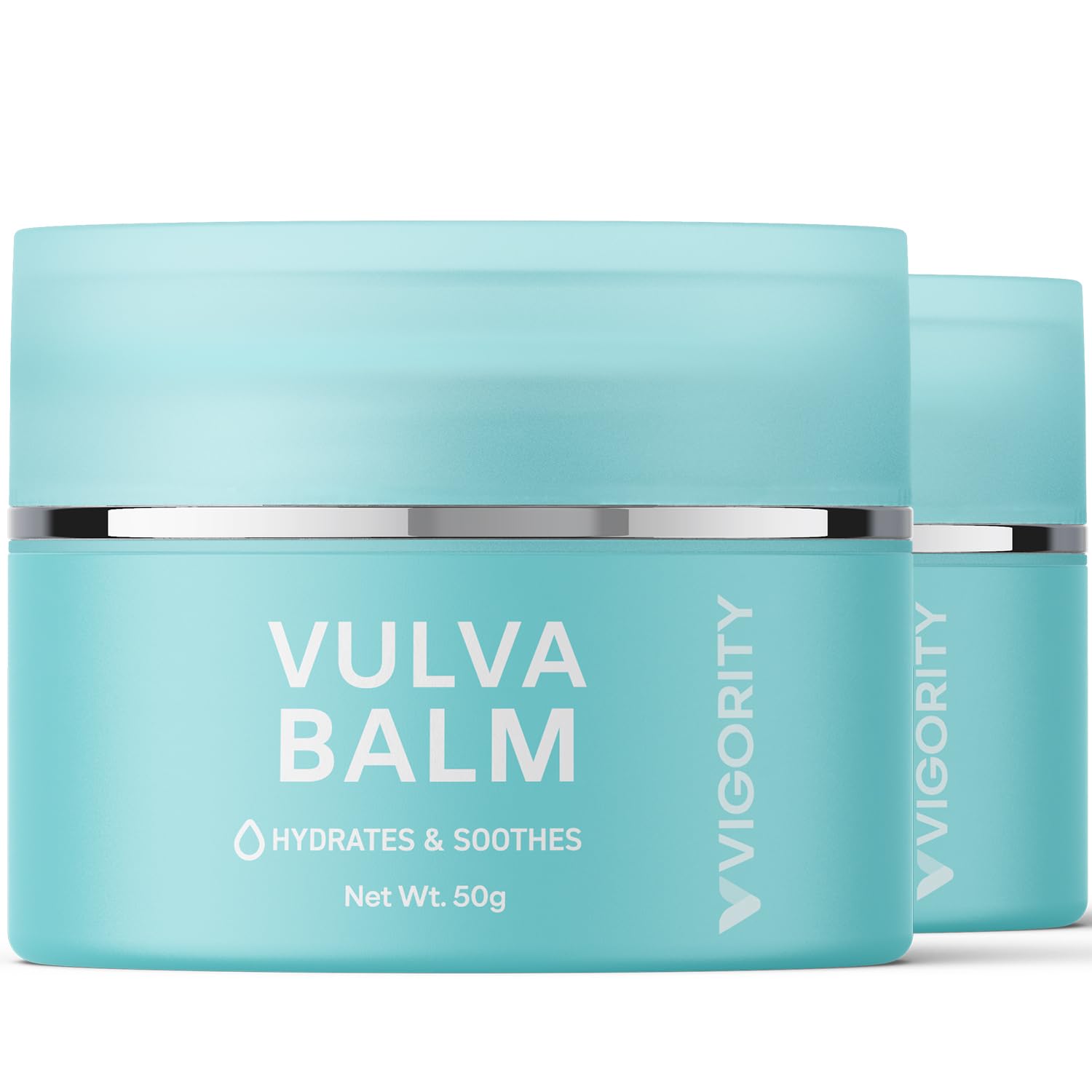 Vigority Vulva Balm 2-pack on display for daily intimate care.