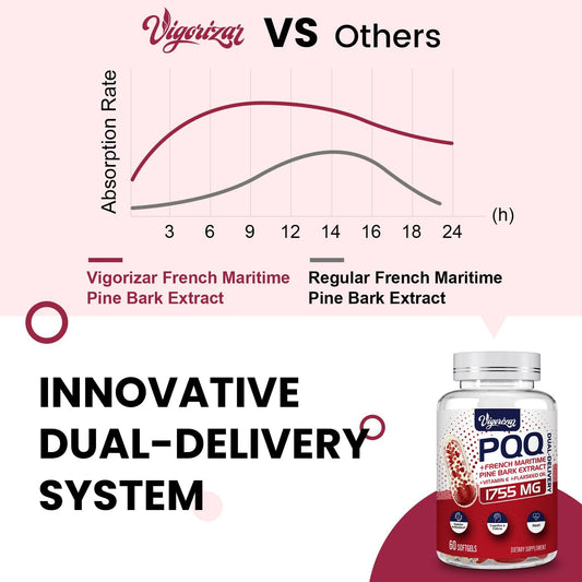 Vigorizar Pycnogeno 200 mg serving label highlights antioxidant power.