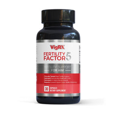 VigRX Fertility Factor 5 bottle back showing dosage and natural ingredients.