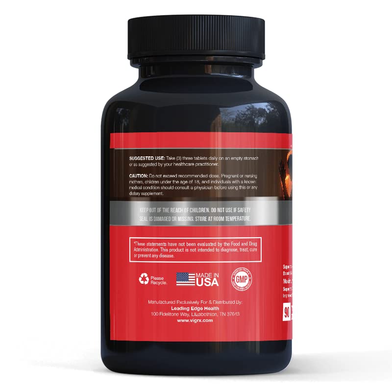 VigRX Nitric Oxide Support label close-up highlighting ingredients for cardio vitality.