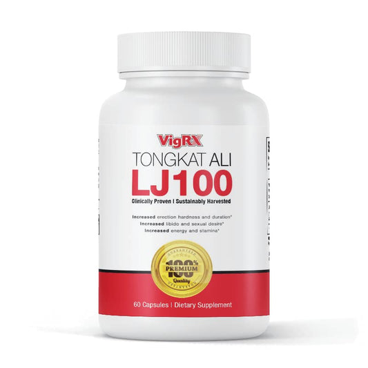VigRX Tongkat Ali LJ100 bottle on a shelf suggesting daily vitality support.