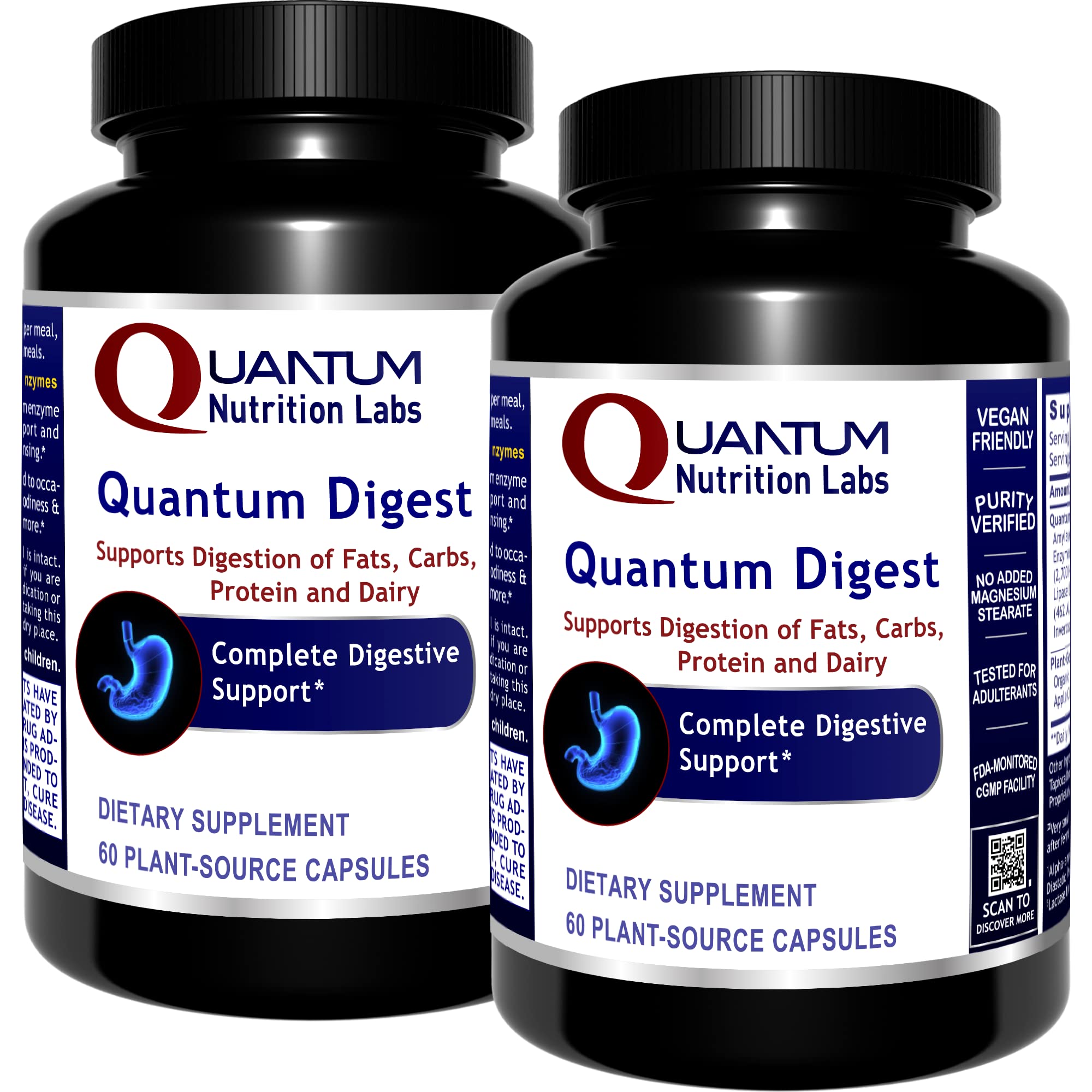 VIGUMYO Quantum Digest bottle front view, highlighting convenient digestive enzyme support.