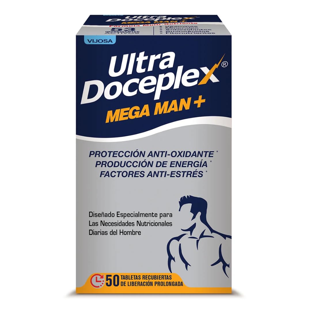 VIJOSA Ultra Doceplex Mega Man tablets closeup highlighting long-release formula.