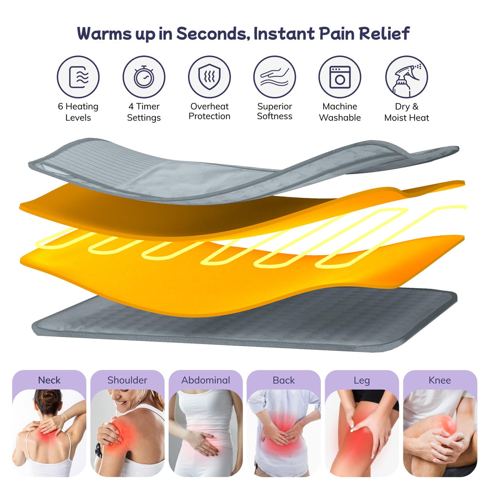 Vilicert wearable heating pad with adjustable wrap contours to fit the waist securely.
