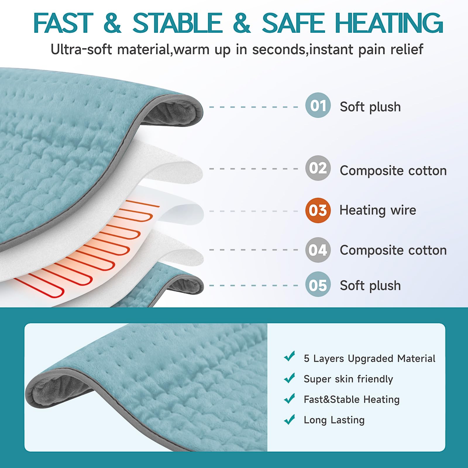 Vilicert back and neck heating pad relieves muscle tension with adjustable heat.