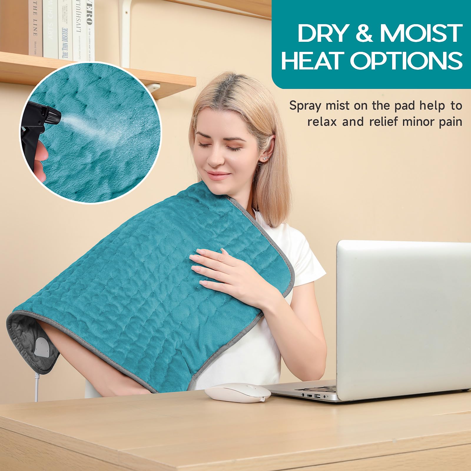 Vilicert dry-moist heat option with water spray for deeper relief.