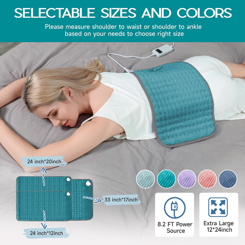 Vilicert heating pad with an extended 8.2‑foot cord for flexible placement.