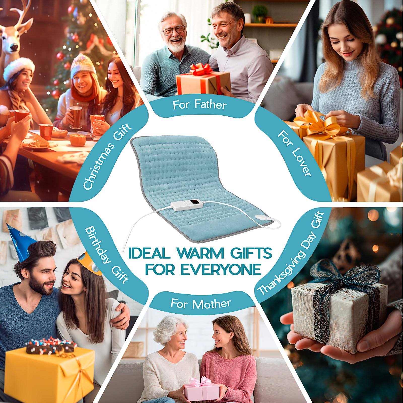 Vilicert gift-ready heating pad provides comforting warmth for loved ones.