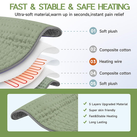 Vilicert heating pad with six heat settings for customizable comfort
