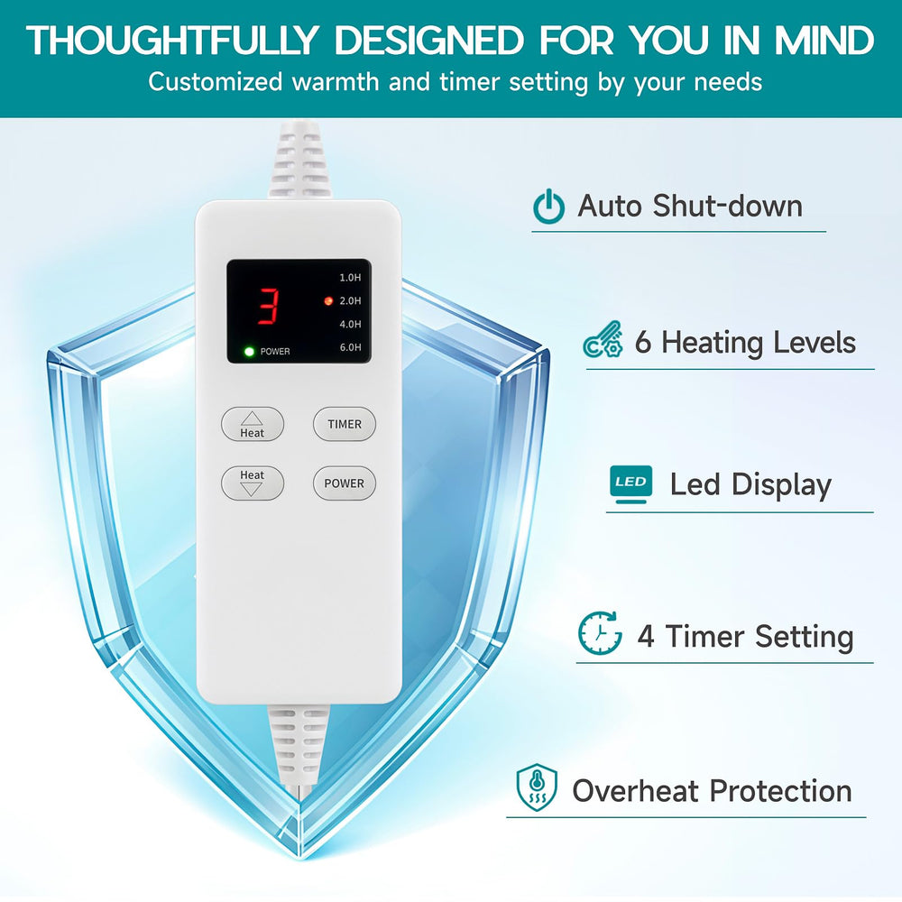Vilicert heating pad with timer options for personalized sessions.