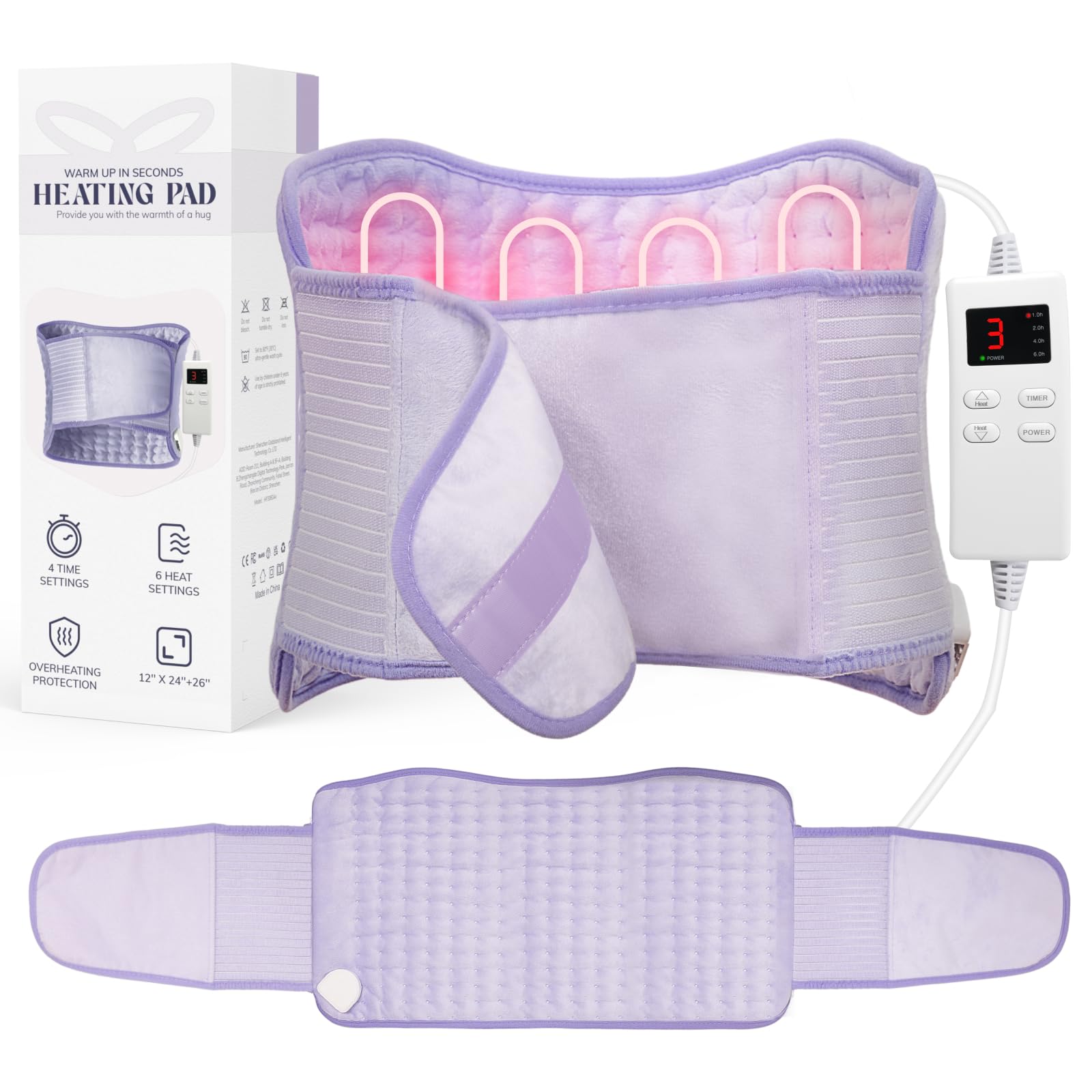 Vilicert Upgraded Heating Pad wrapped on the back belt for targeted relief from back pain