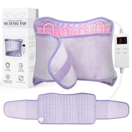 Vilicert Upgraded Heating Pad wrapped on the back belt for targeted relief from back pain