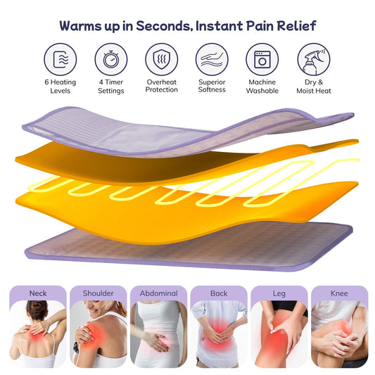Vilicert wrap heating pad back view with adjustable belt for a secure wrap