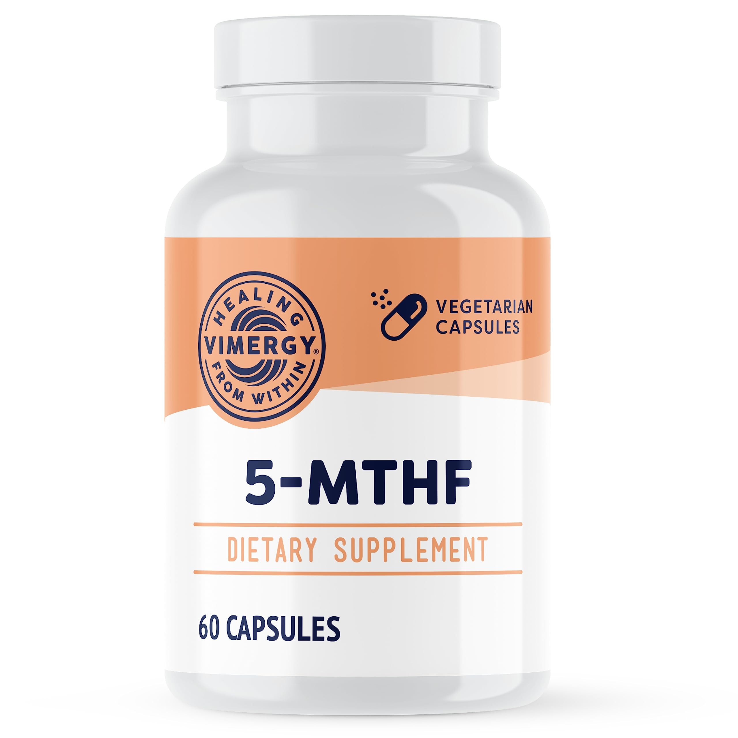 Vimergy 5-MTHF bottle pour shows easy daily folate and B12 support.
