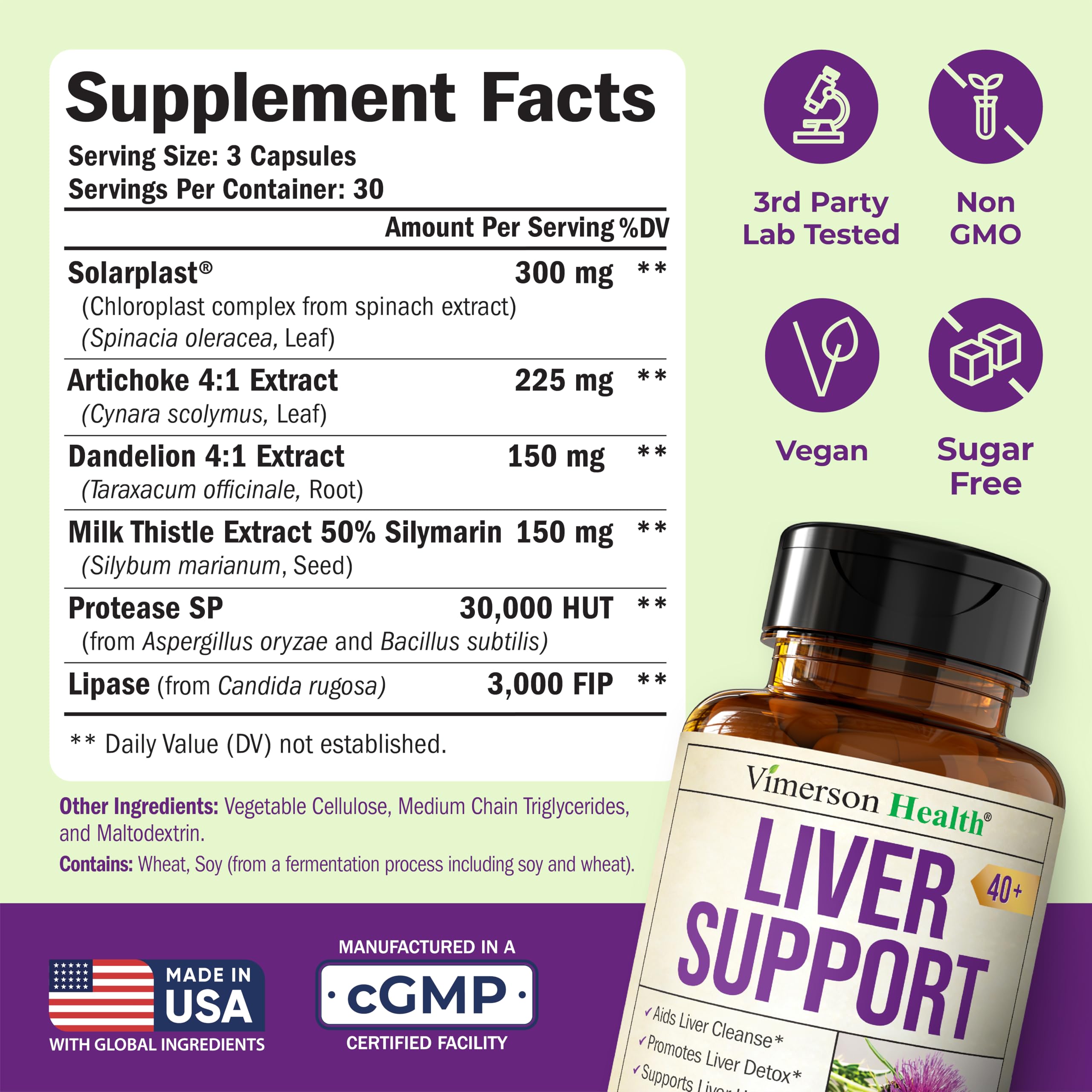 Vimerson Health artichoke extract capsules shown for liver-friendly digestion support
