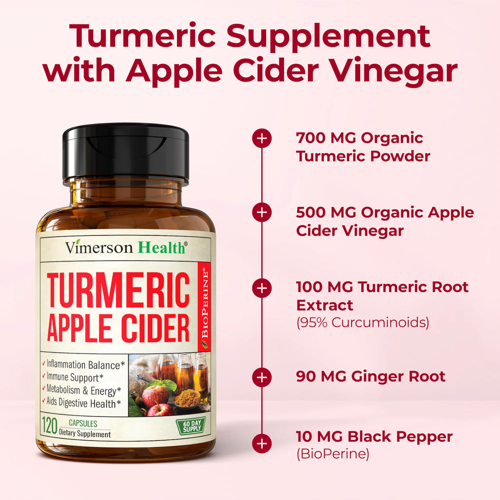Vimerson Health black pepper extract capsules highlights enhanced curcumin absorption.