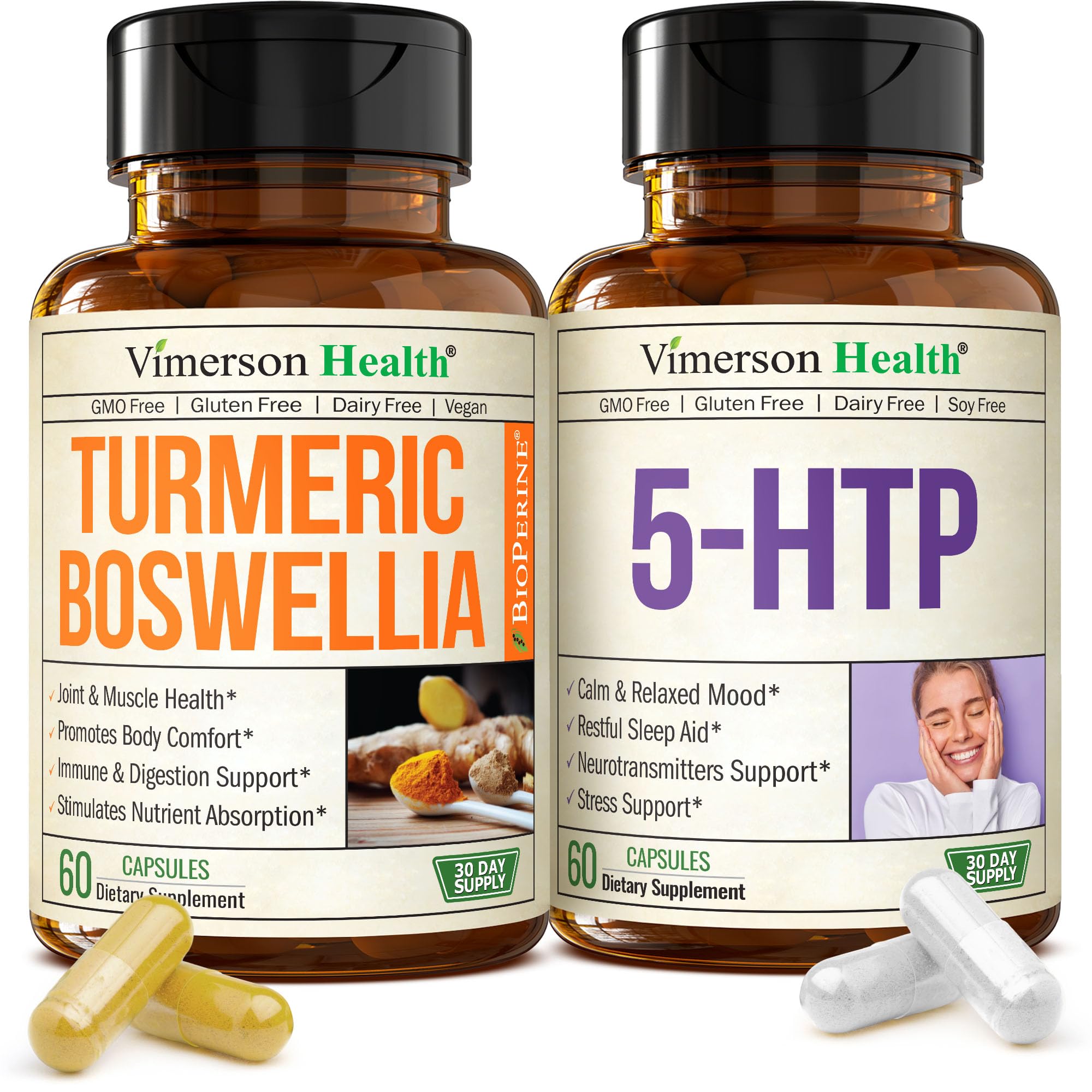 Vimerson Health Boswellia Turmeric capsules closeup for joint mobility support